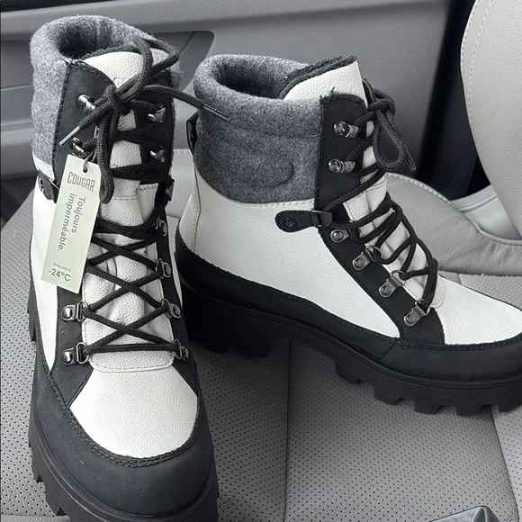 Cougar Black and White Winter Boots with Insulated Lining size 10-NEW - Picture 2 of 6